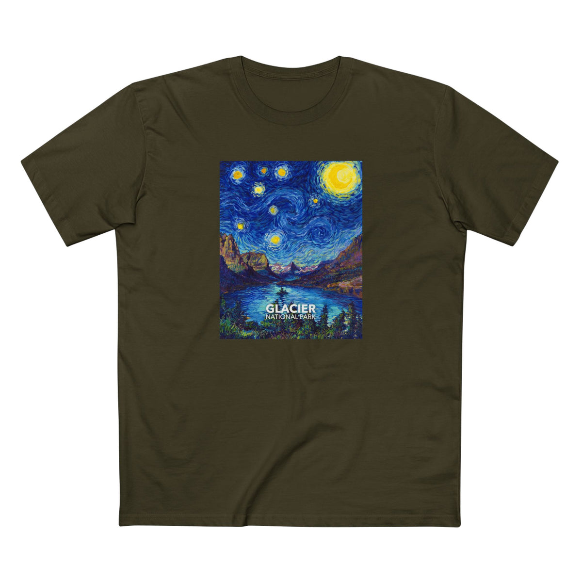 Glacier National Park T-Shirt - The Starry Night in Army