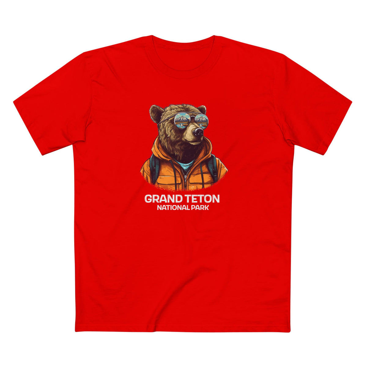 Grand Teton National Park T-Shirt - Grizzly Bear in Red