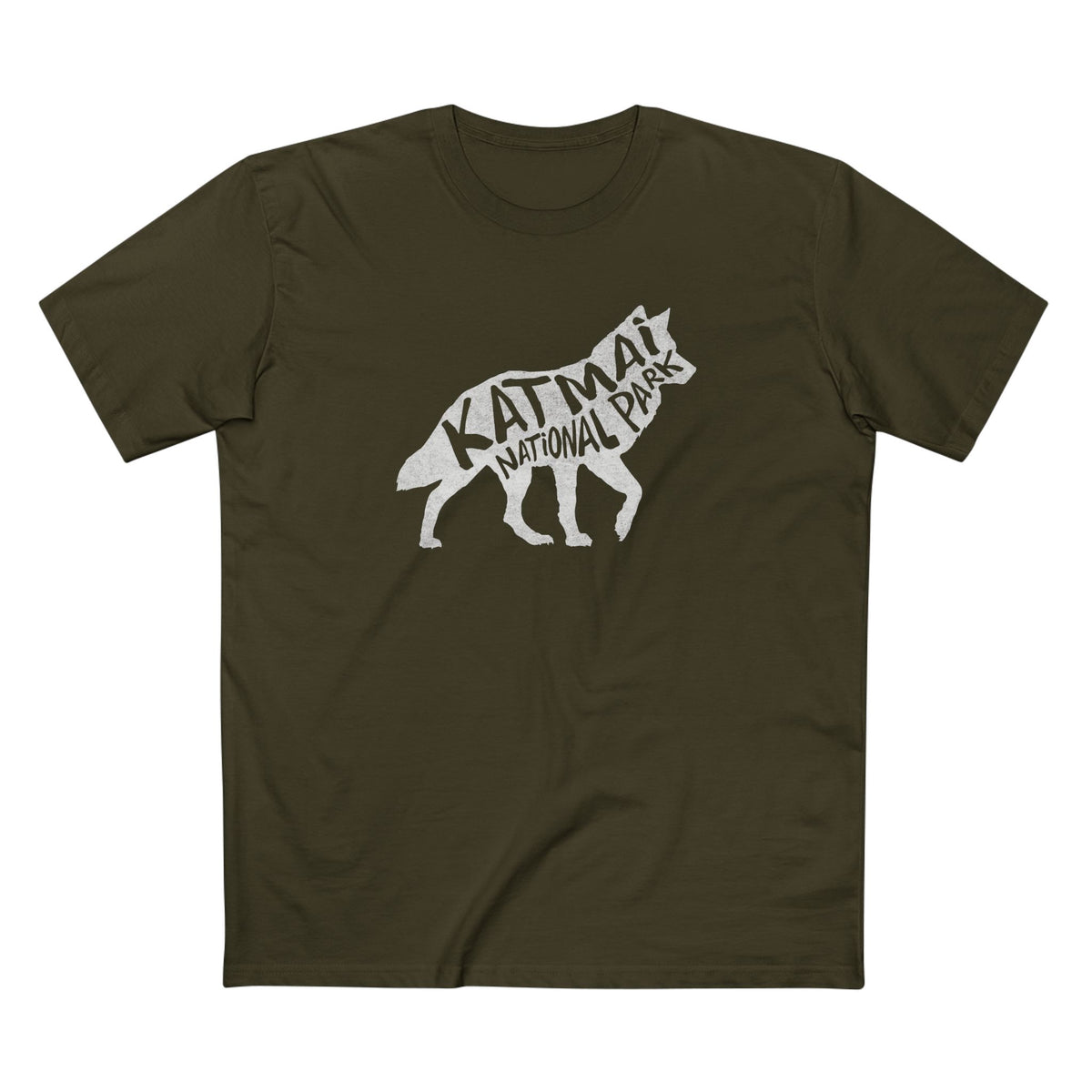 Katmai National Park T-Shirt - Gray Wolf in Army