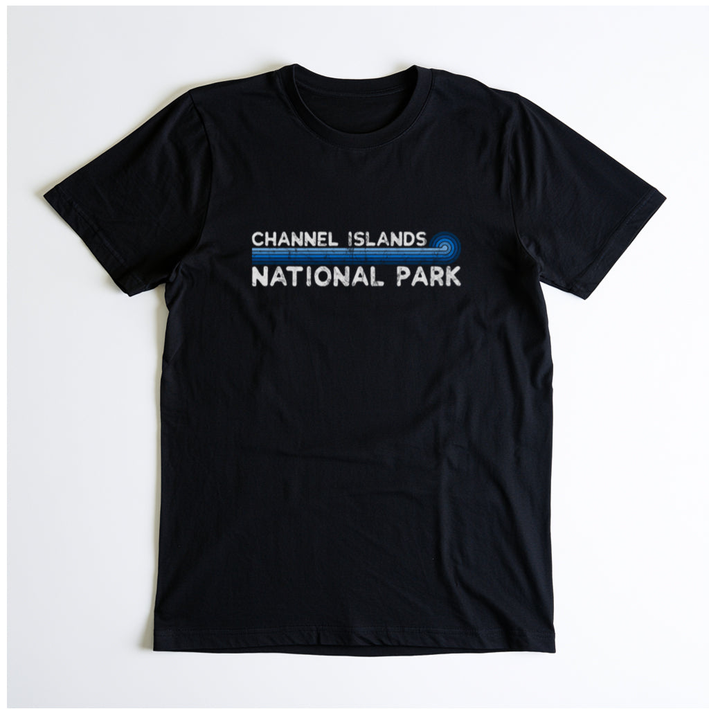 Channel Islands National Park T-Shirt - Blue Vintage Stretched Sunrise in Black