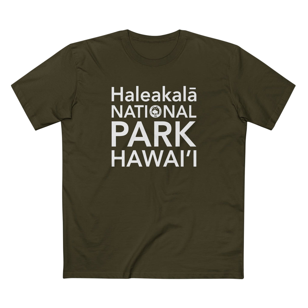 Haleakalā National Park T-Shirt Block Text in Army