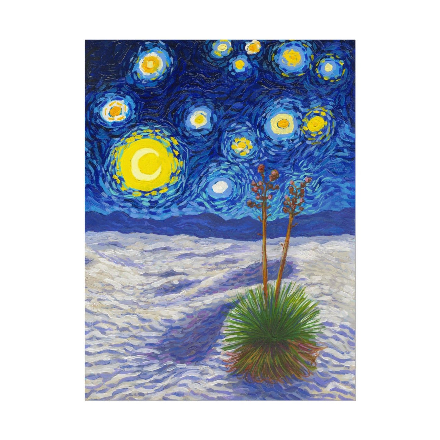 White Sands National Park Park Starry Night Poster - Premium Textured Paper