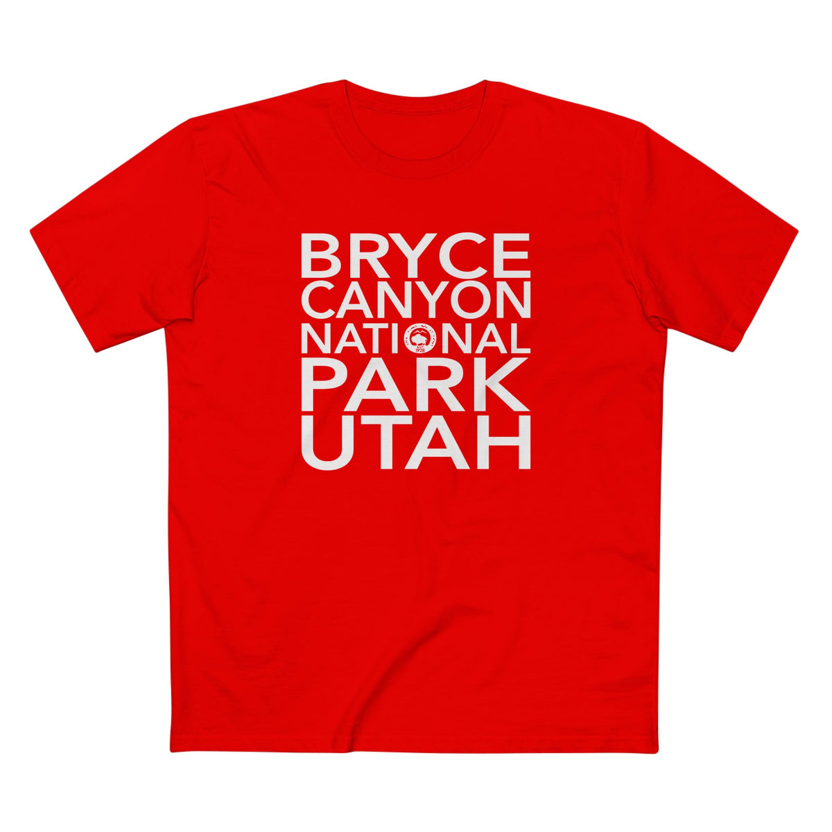 Bryce Canyon National Park T-Shirt Block Text in Red