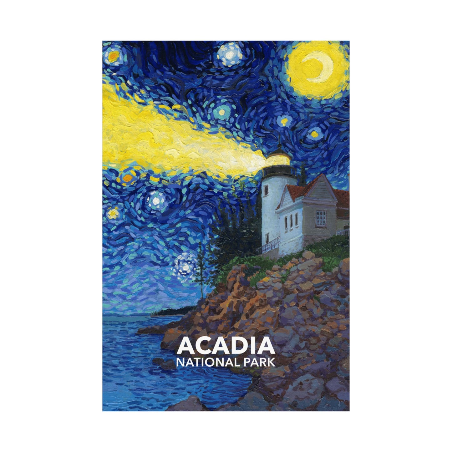 Acadia National Park Poster - Starry Night