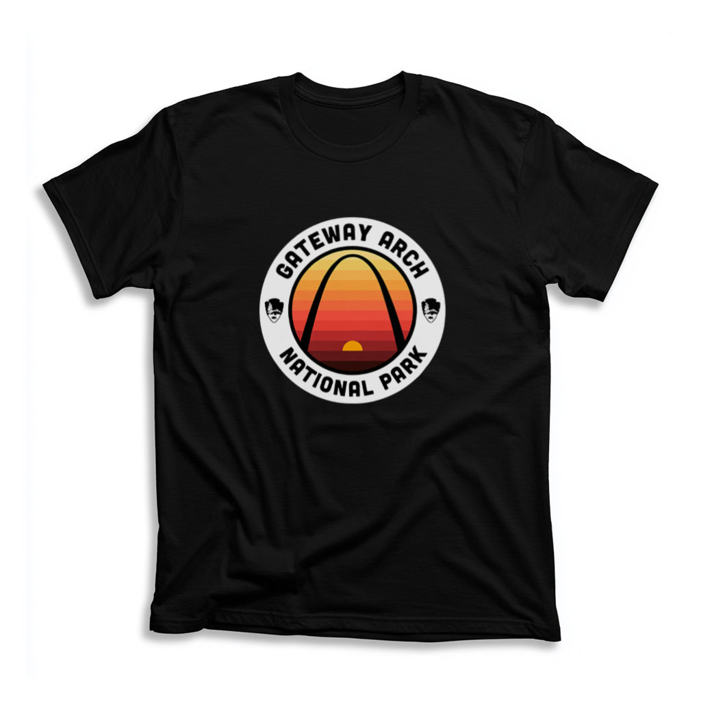 Gateway Arch National Park T-Shirt - Round Badge Design in Black