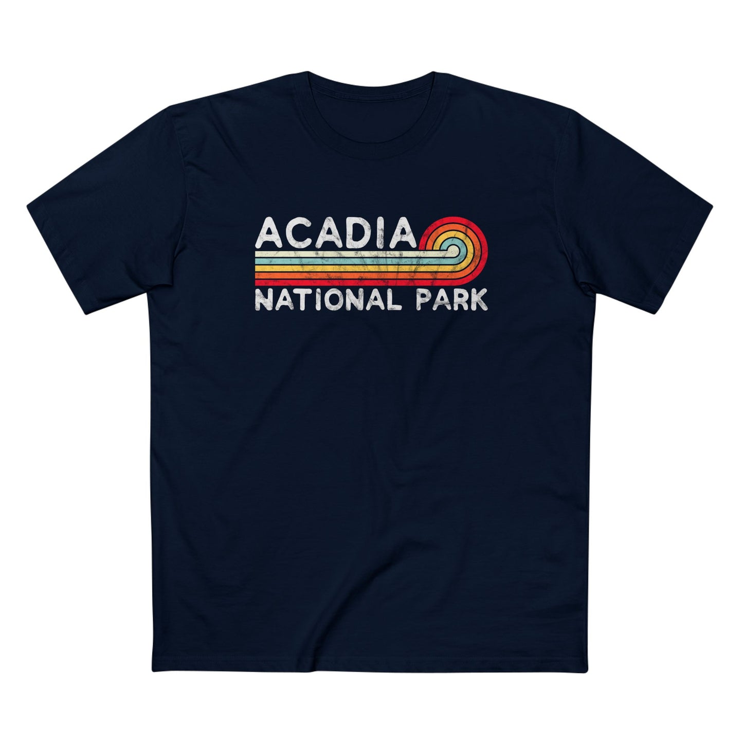 Acadia National Park T-Shirt - Vintage Stretched Sunrise in Navy