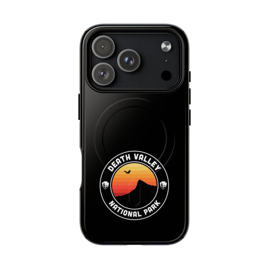 Death Valley National Park iPhone case with MagSafe featuring round emblem artwork.