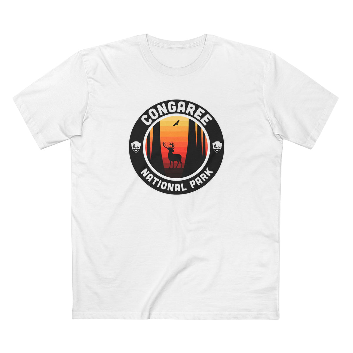 Congaree National Park T-Shirt - Round Badge Design in White