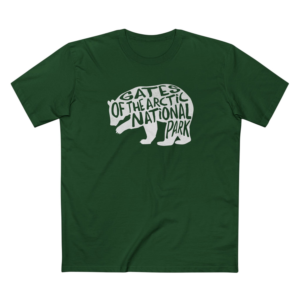 Gates of the Arctic National Park T-Shirt - Grizzly Bear in Forest Green
