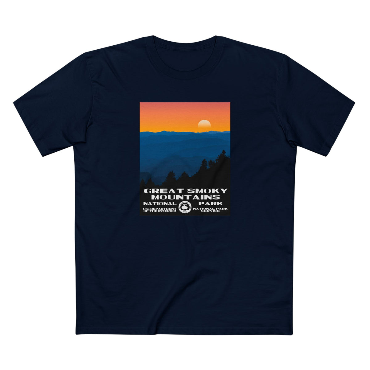 Great Smoky Mountains National Park T-Shirt - WPA Poster Design in Navy
