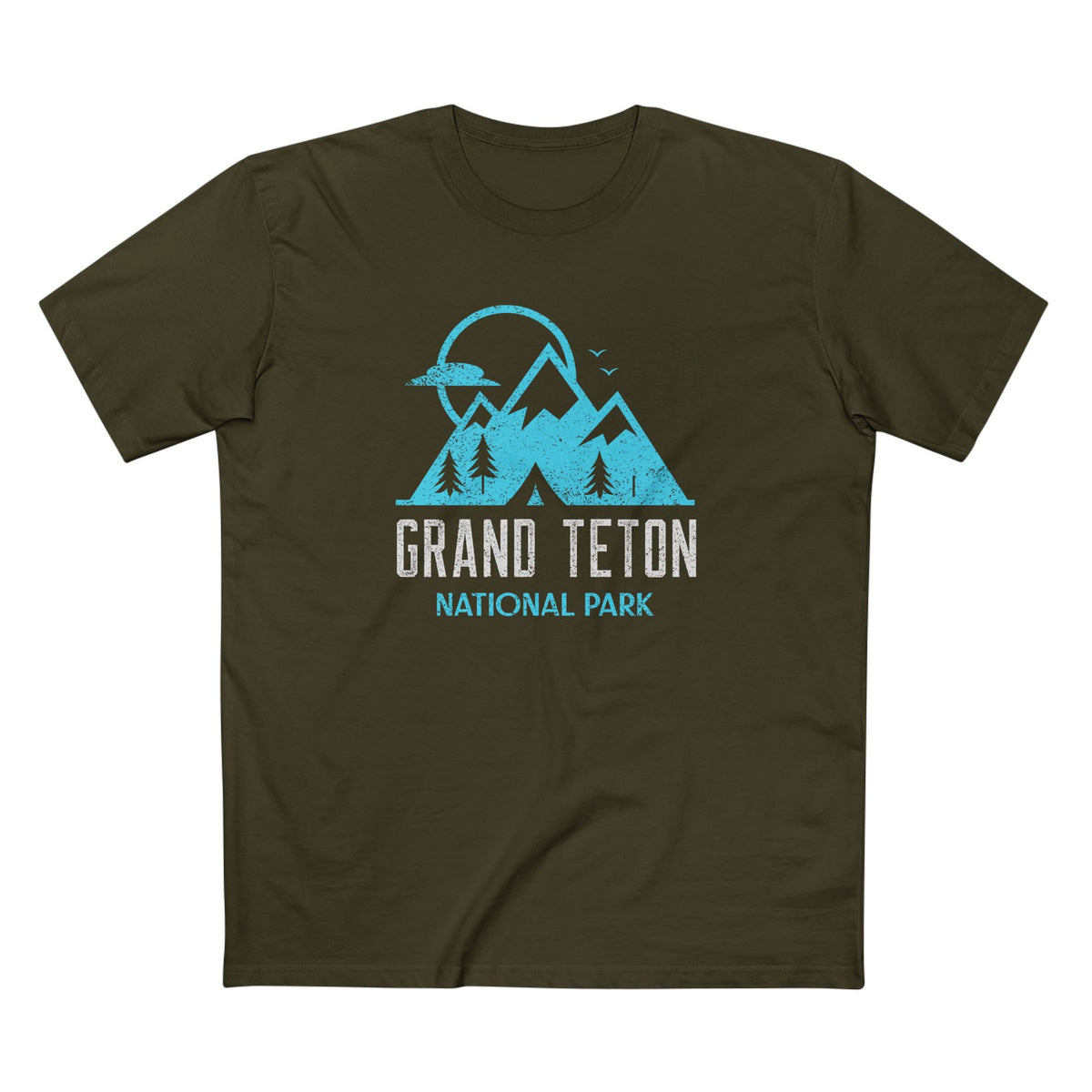 Grand Teton National Park T-Shirt Stamp in Army