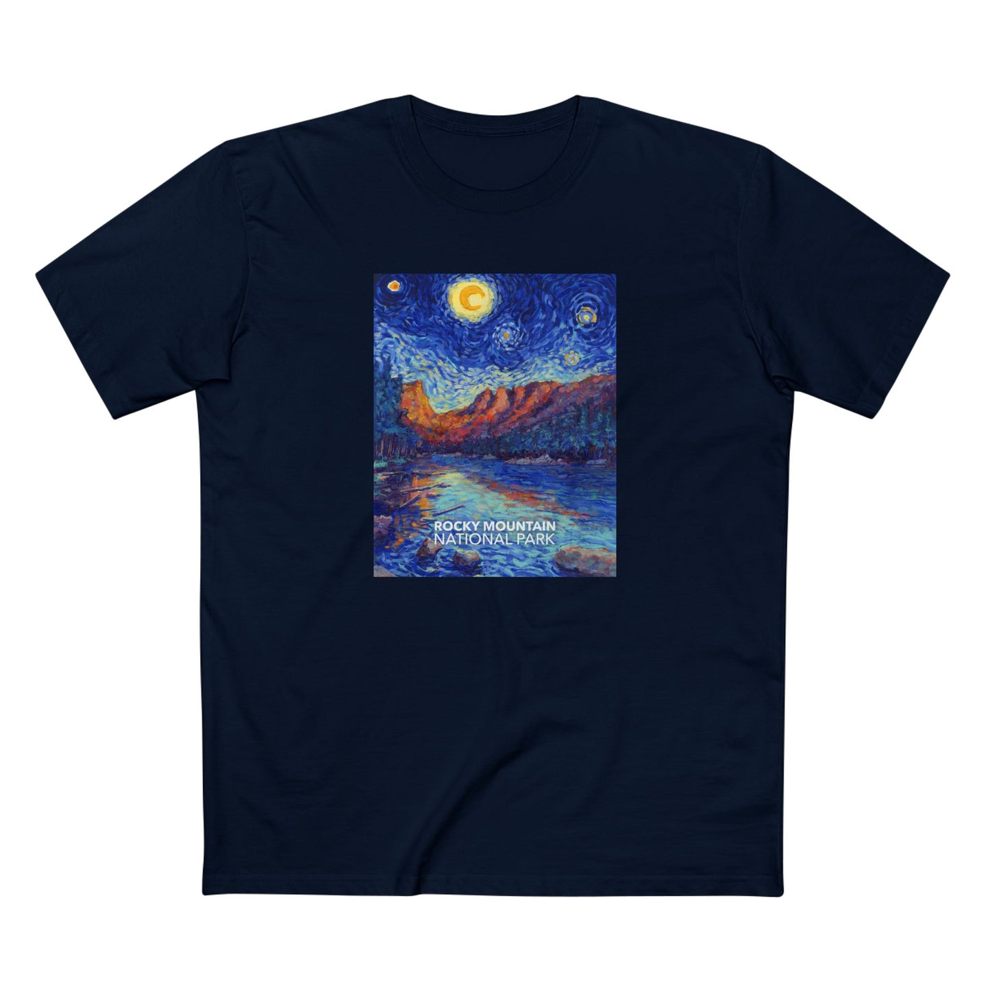 Rocky Mountain National Park T-Shirt - The Starry Night in Navy