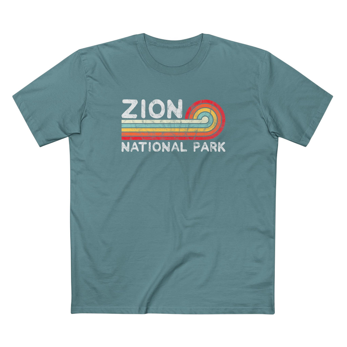 Zion National Park T-Shirt - Vintage Stretched Sunrise in Slate Blue