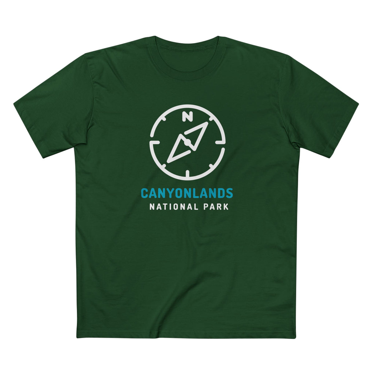 Canyonlands National Park T-Shirt Compass Design in Forest Green