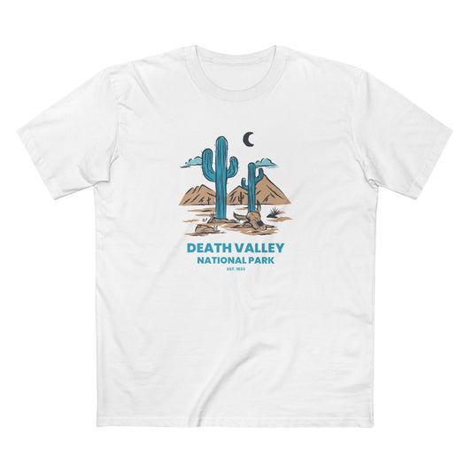 Death Valley National Park T-Shirt - Blue Cacti in White
