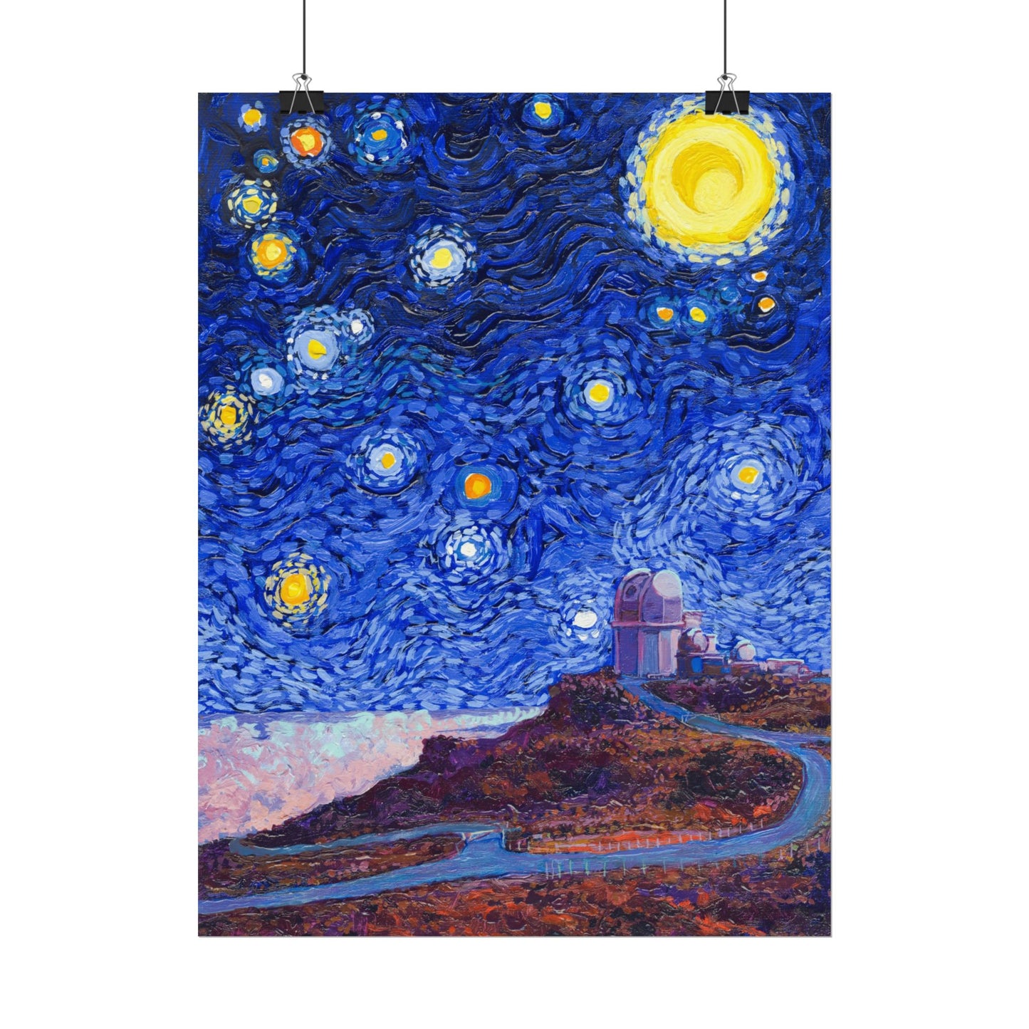 Haleakalā National Park Telescope Starry Night Poster - Premium Textured Paper