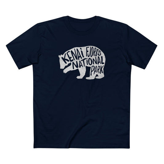 Kenai Fjords National Park T-Shirt - Grizzly Bear in Navy