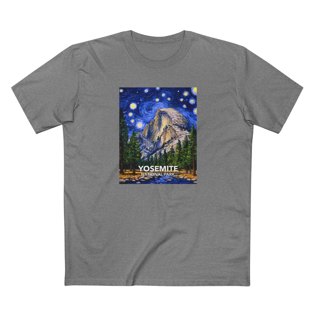 Yosemite National Park T-Shirt - The Starry Night in Athletic Heather