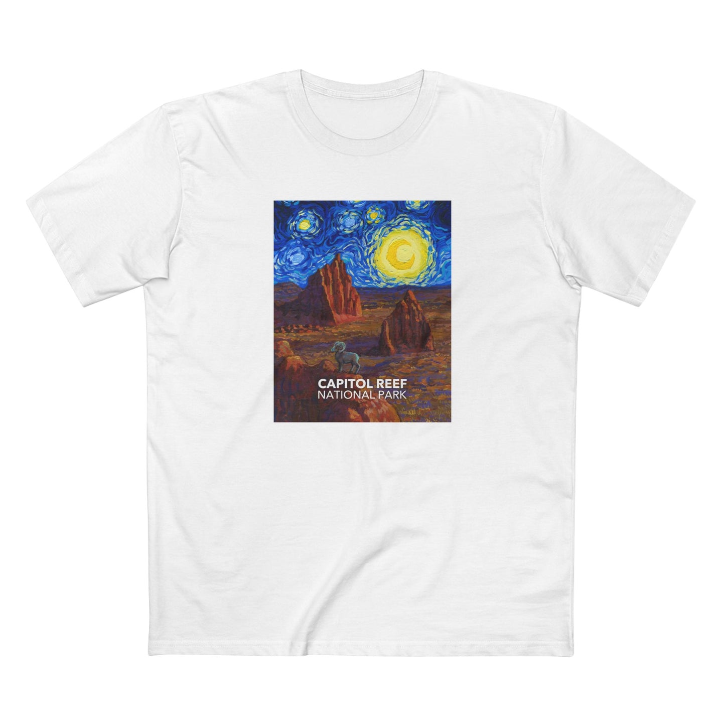 Capitol Reef National Park T-Shirt - The Starry Night in White