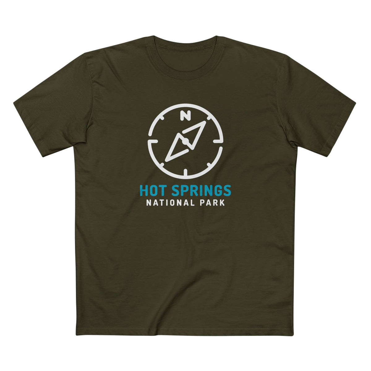 Hot Springs National Park T-Shirt Compass Design in Army