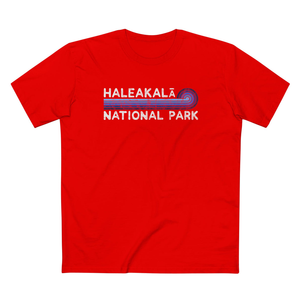 Haleakala National Park T-Shirt - Blue Vintage Stretched Sunrise in Red
