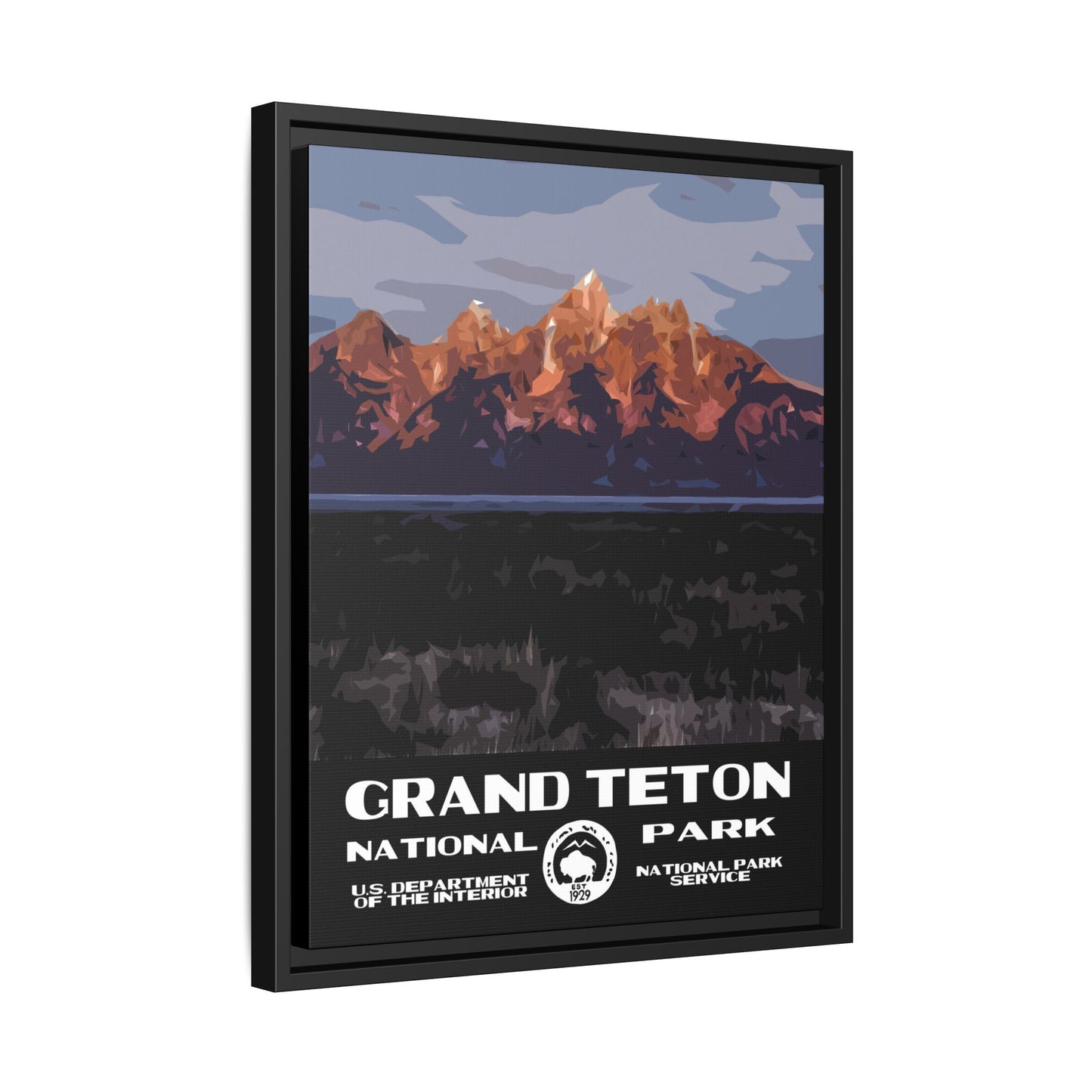 Grand Teton National Park Framed Canvas - WPA Poster