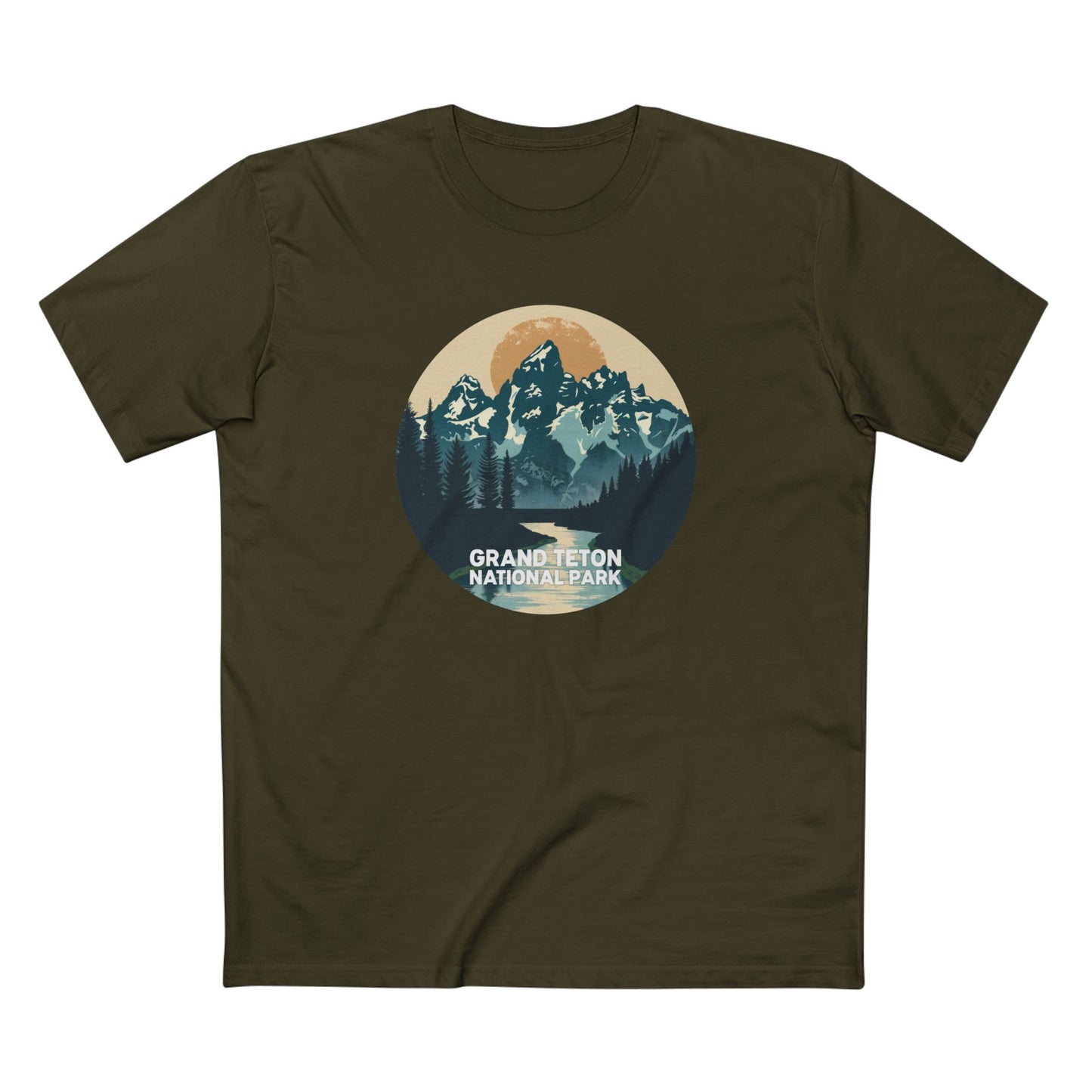 Grand Teton National Park T-Shirt - Mile High Canyon in Army