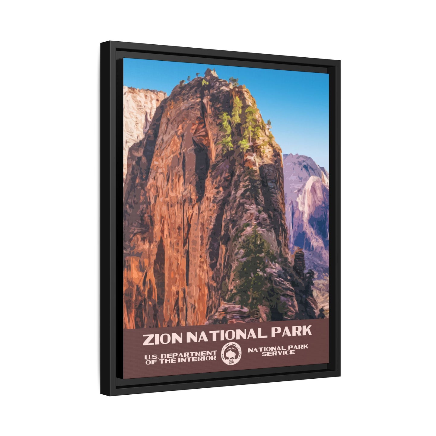 Zion National Park Framed Canvas - WPA Poster