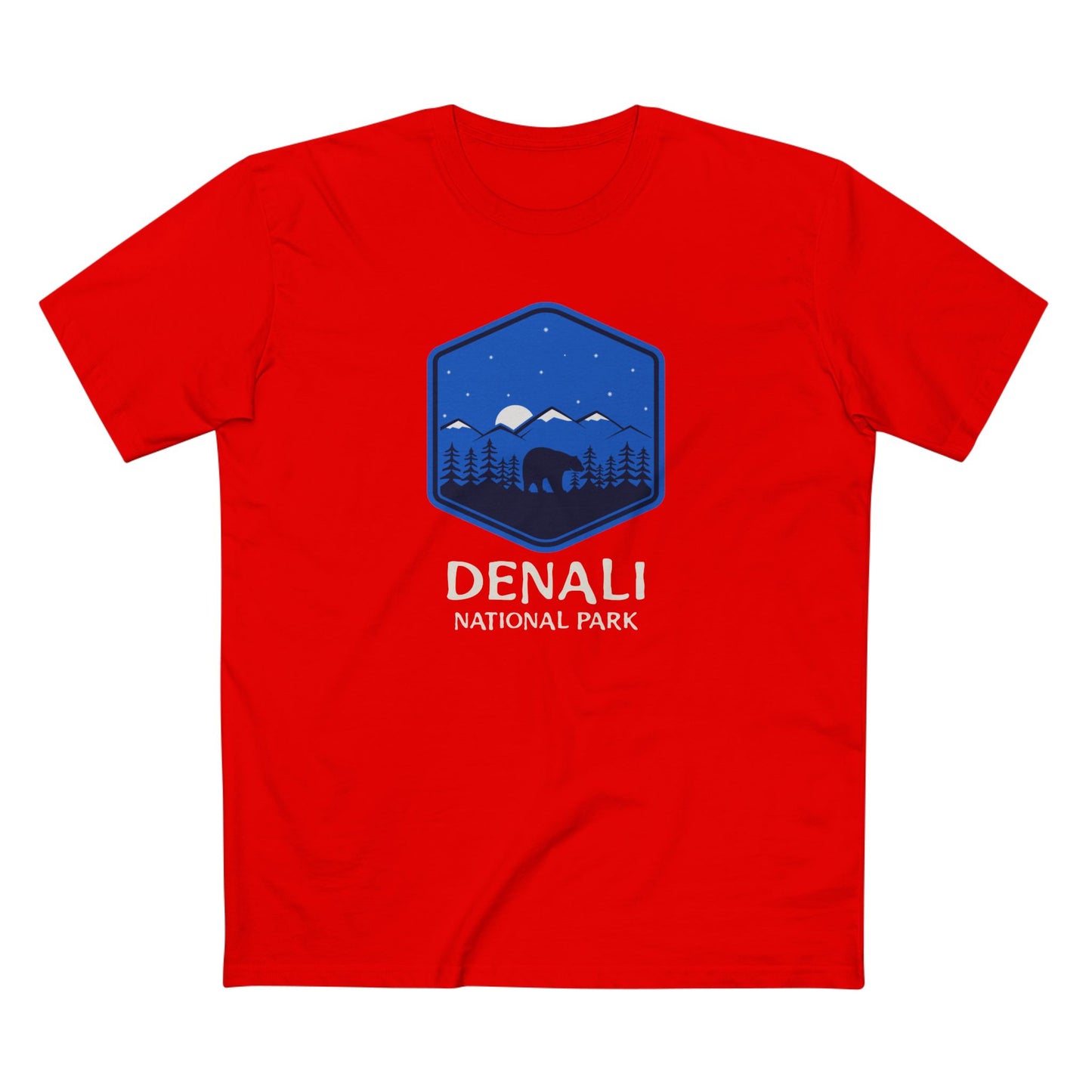 Denali National Park T-Shirt - Bear Graphic in Red