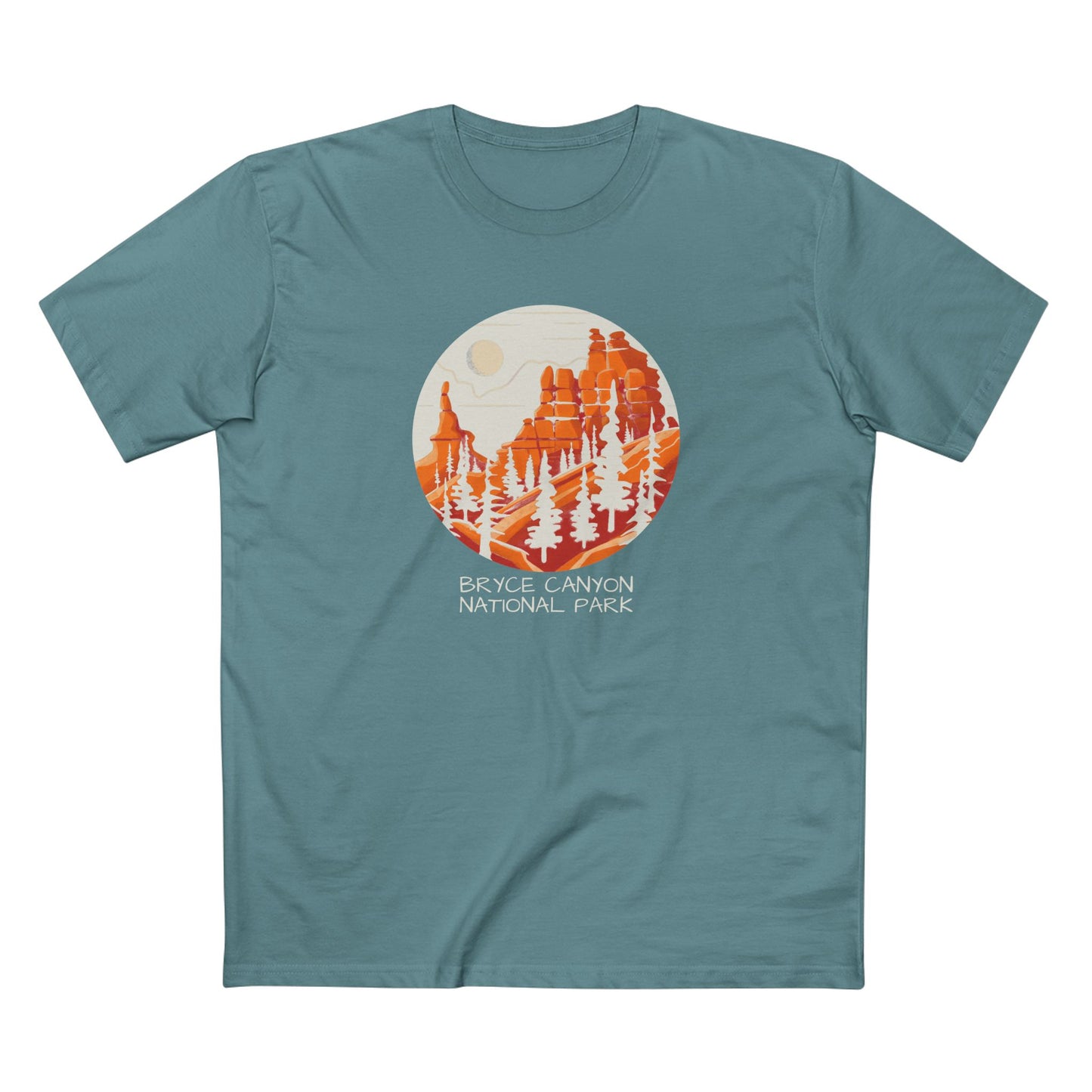 Bryce Canyon National Park T-Shirt - Round Stylized Design in Slate Blue