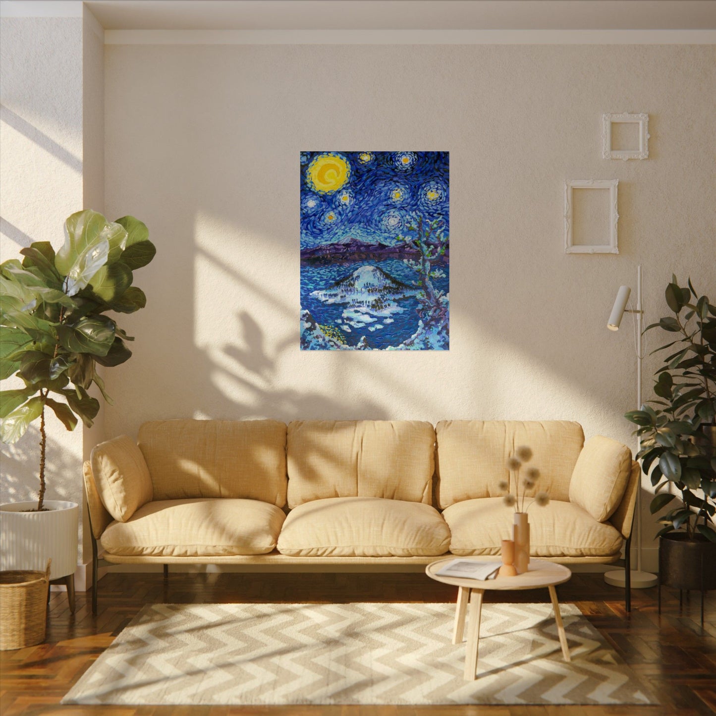 Crater Lake National Park Starry Night Poster - Premium Textured Paper