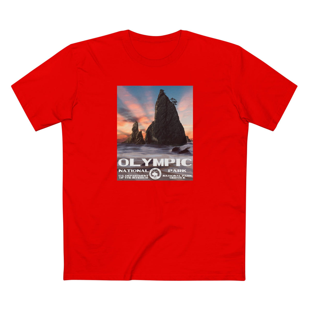 Olympic National Park T-Shirt - WPA Poster Design in Red