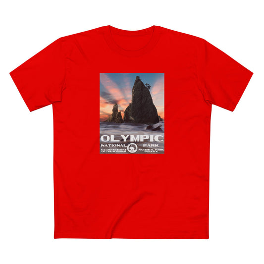 Olympic National Park T-Shirt - WPA Poster Design in Red