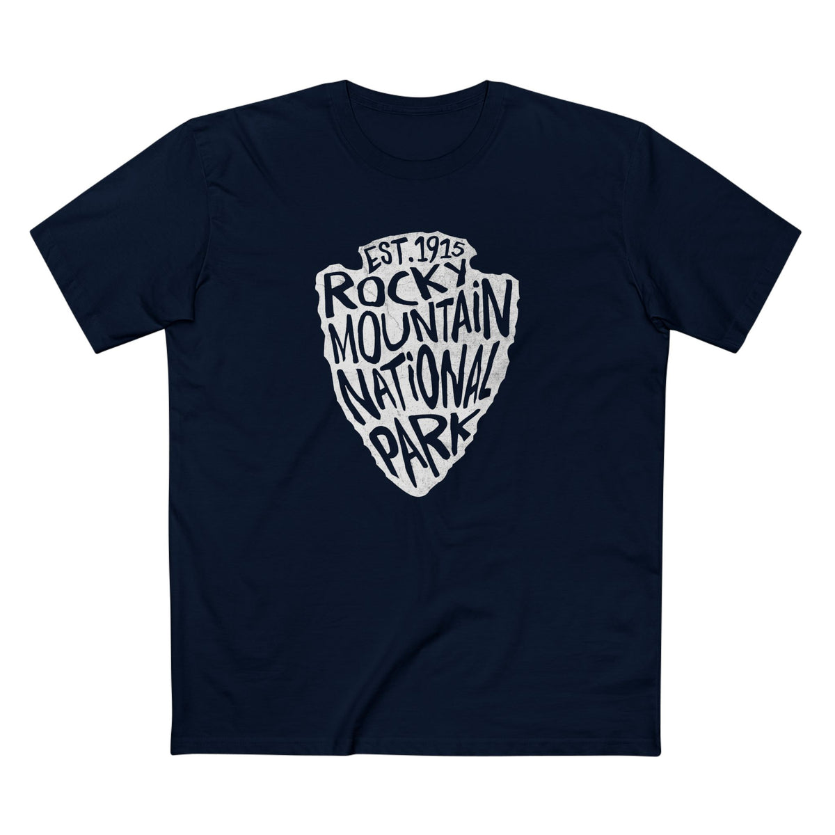 Rocky Mountain National Park T-Shirt - Arrow Head Design in Navy