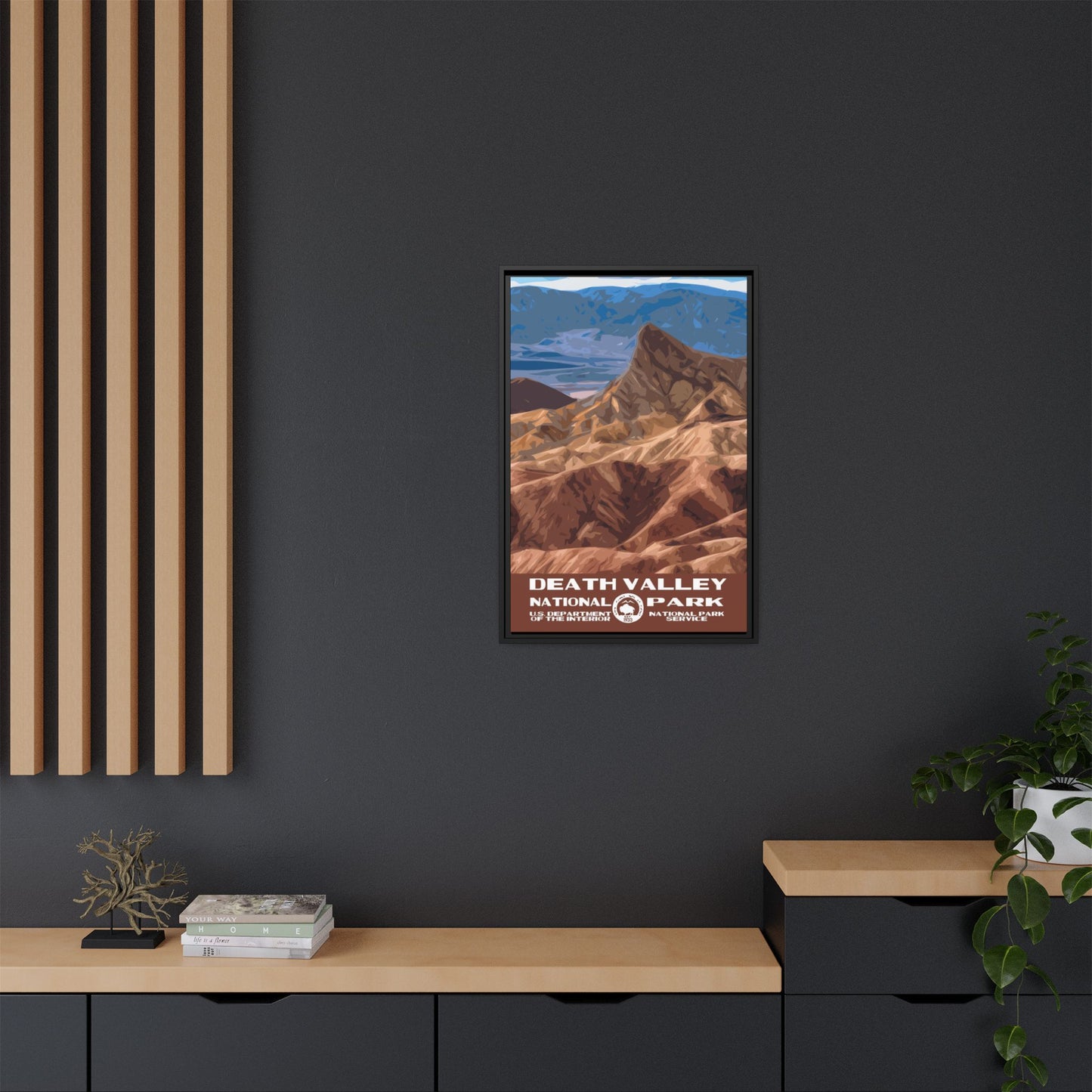 Death Valley National Park Framed Canvas - WPA Poster Zabriskie Point