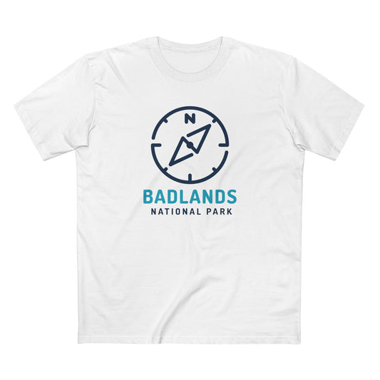 Badlands National Park T-Shirt Compass Design in White