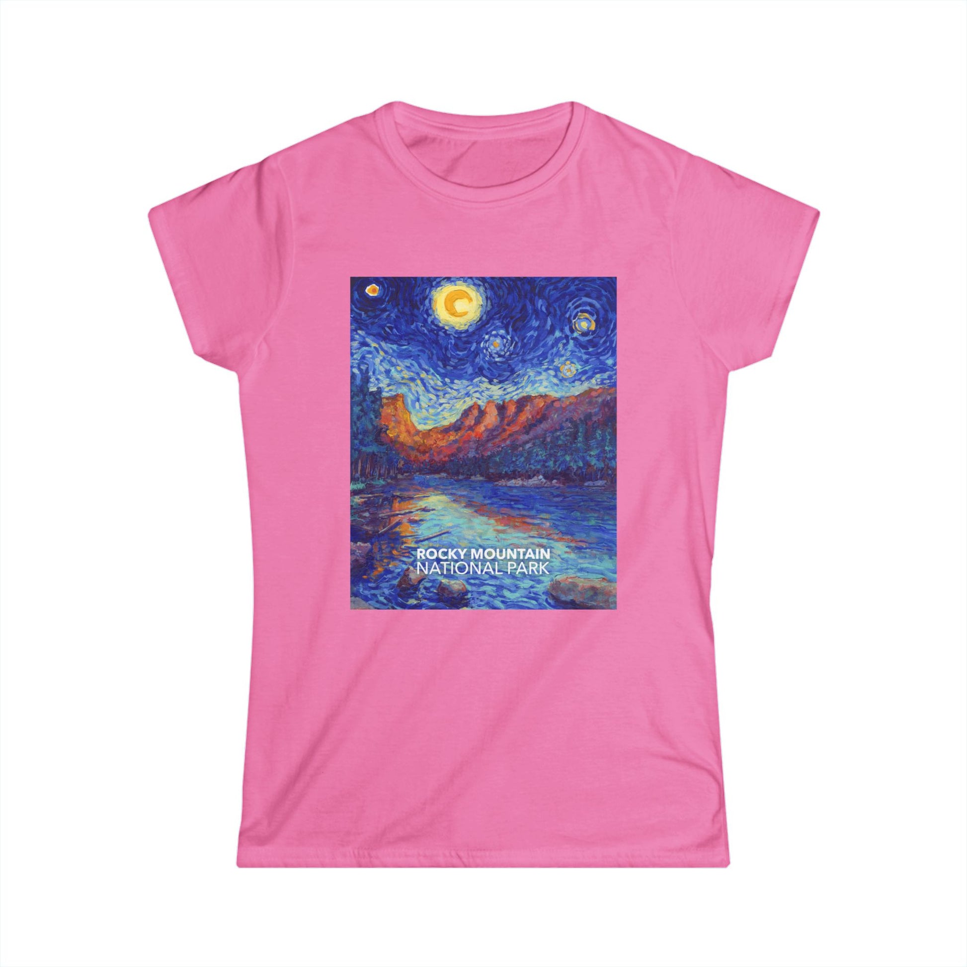 Rocky Mountain National Park T-Shirt - Women's Starry Night — Van Gogh ‘Starry Night’-style design — gallery image 6