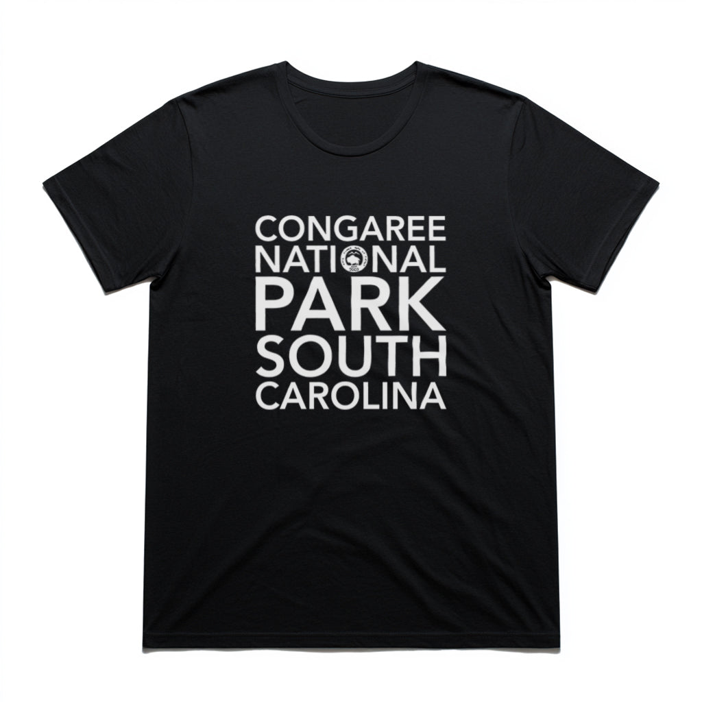 Congaree National Park T-Shirt Block Text in Black