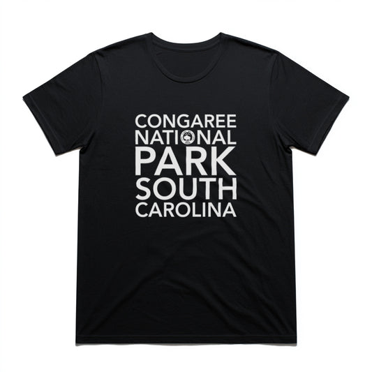 Congaree National Park T-Shirt Block Text in Black
