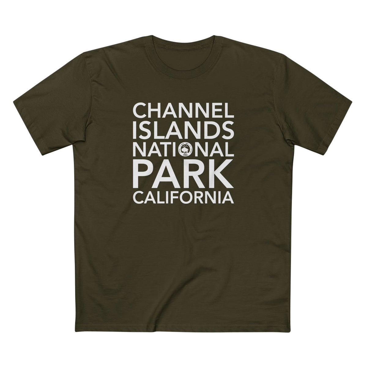 Channel Islands National Park T-Shirt Block Text in Army