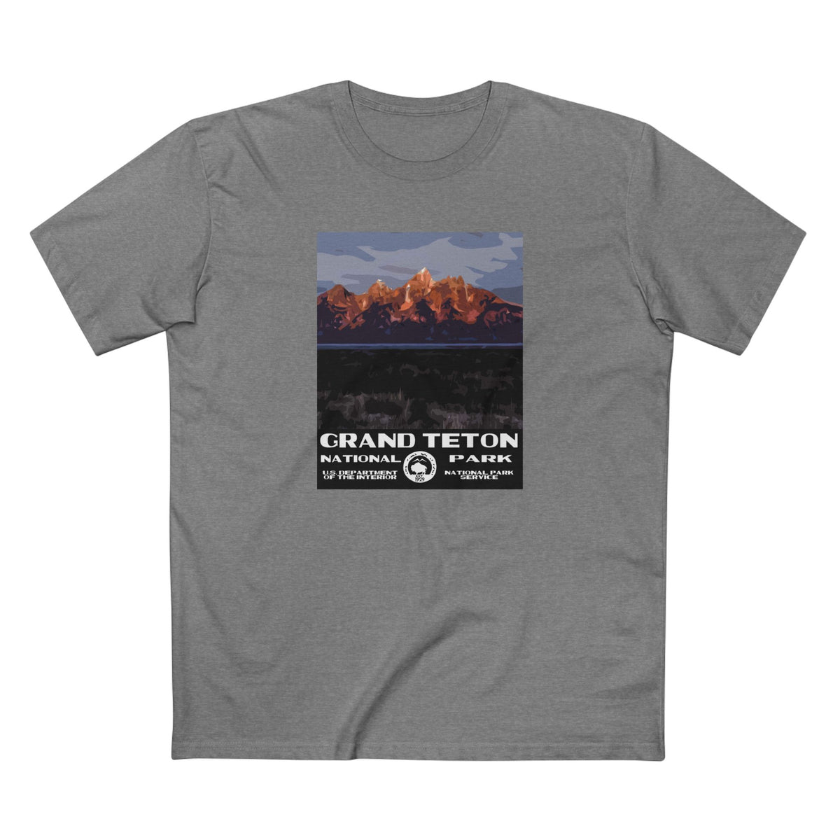 Grand Teton National Park T-Shirt - Moulton Barn WPA in Athletic Heather