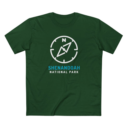 Shenandoah National Park T-Shirt Compass Design in Forest Green