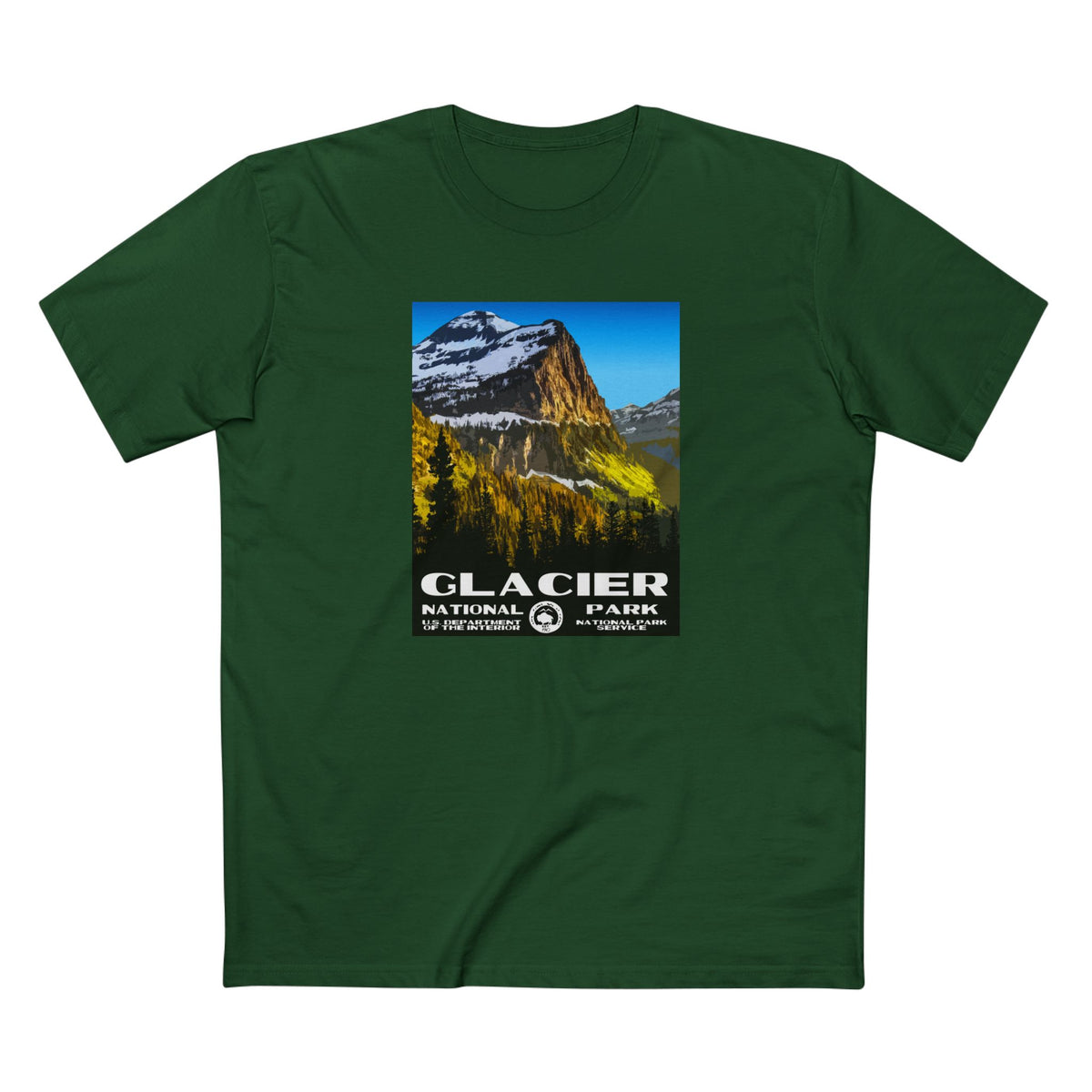 Glacier National Park T-Shirt - WPA Poster in Forest Green