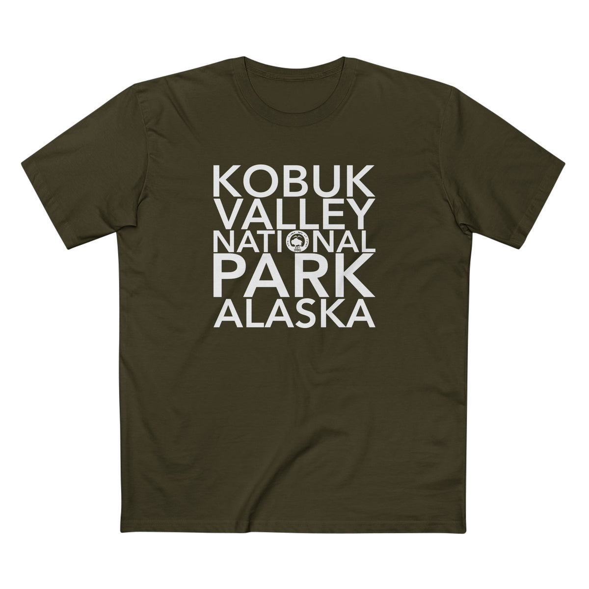 Kobuk Valley National Park T-Shirt Block Text in Army