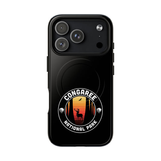 Congaree National Park iPhone case with MagSafe featuring round emblem artwork.