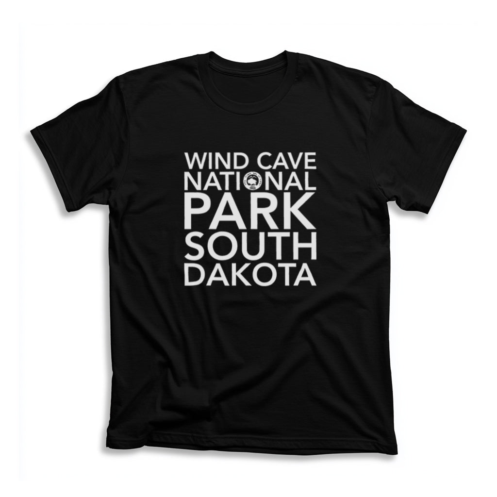 Wind Cave National Park T-Shirt Block Text in Black