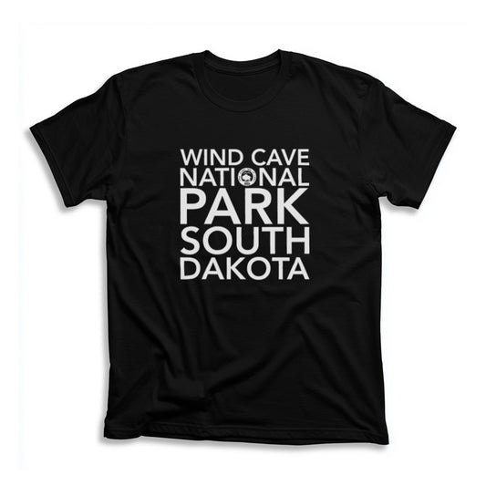 Wind Cave National Park T-Shirt Block Text in Black