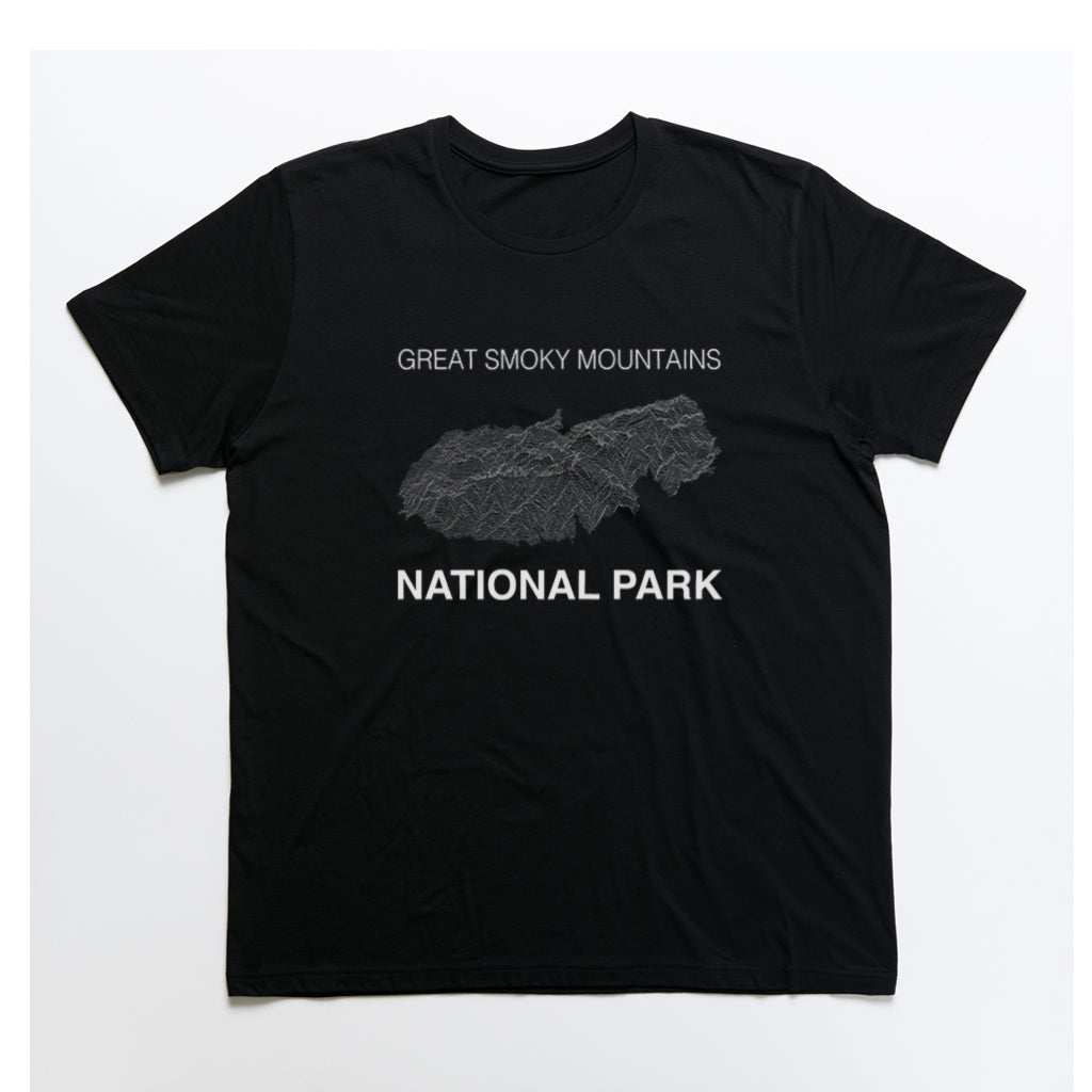 Great Smoky Mountains National Park T-Shirt - Topographical Lines in Black