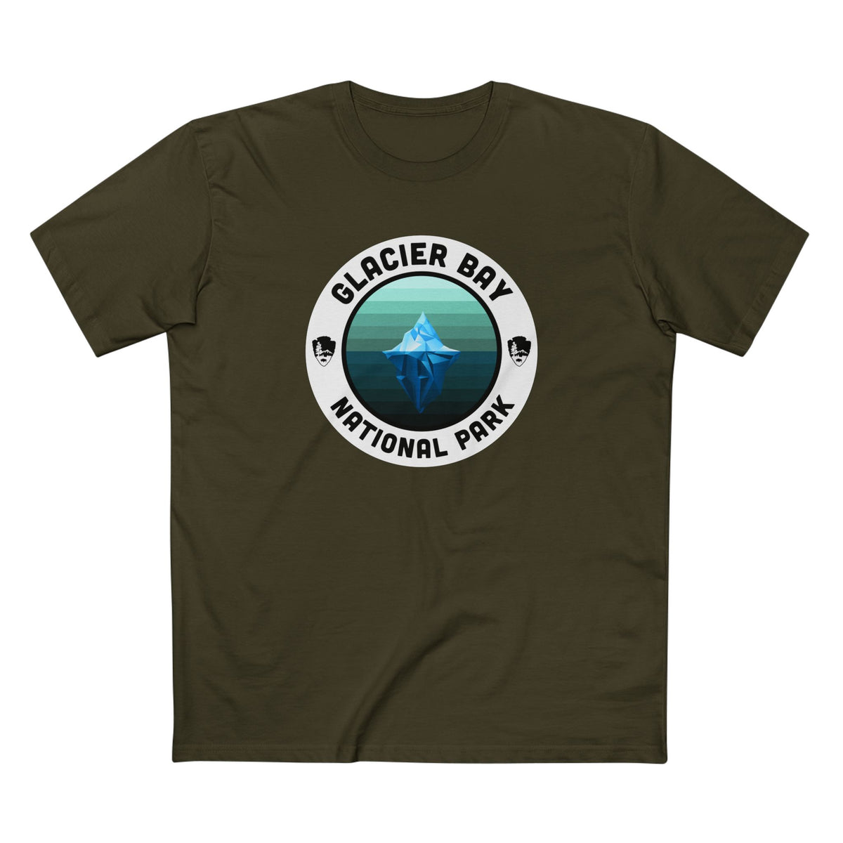 Glacier Bay National Park T-Shirt - Round Badge Design in Army