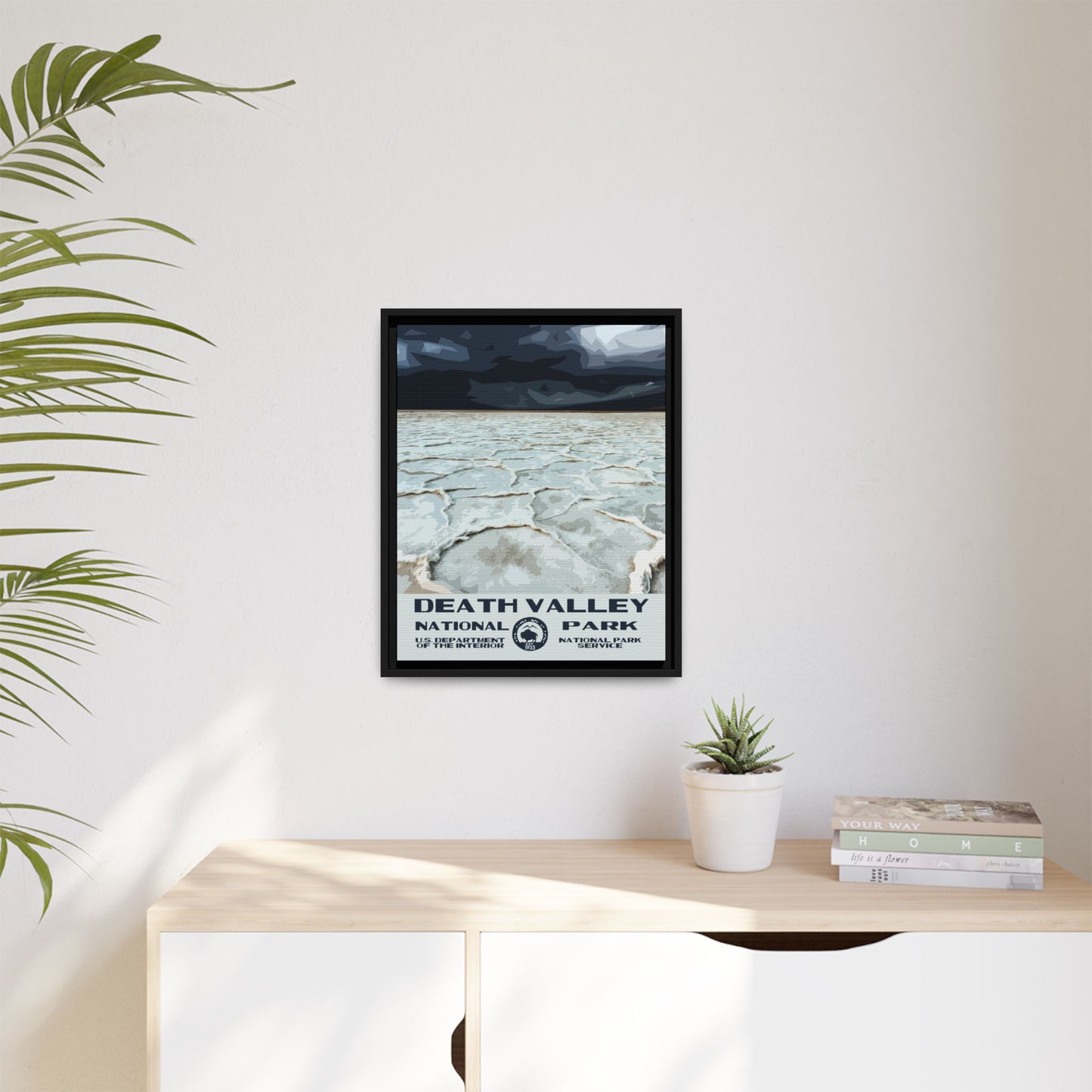 Death Valley National Park Framed Canvas - WPA Poster Badwater Basin